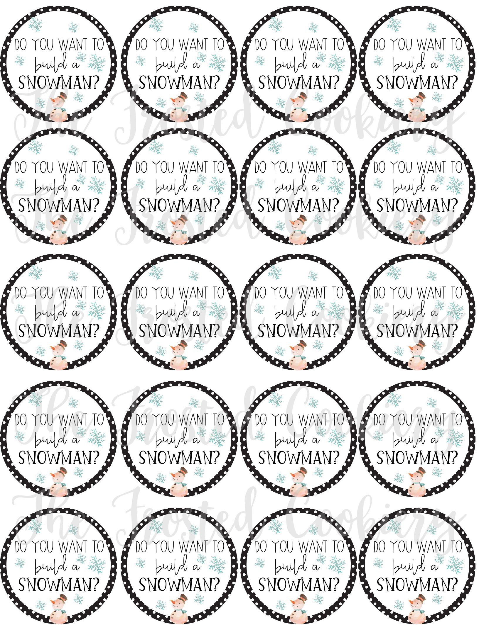 Do You Want to Build a Snowman Circle Tags (Frozen)