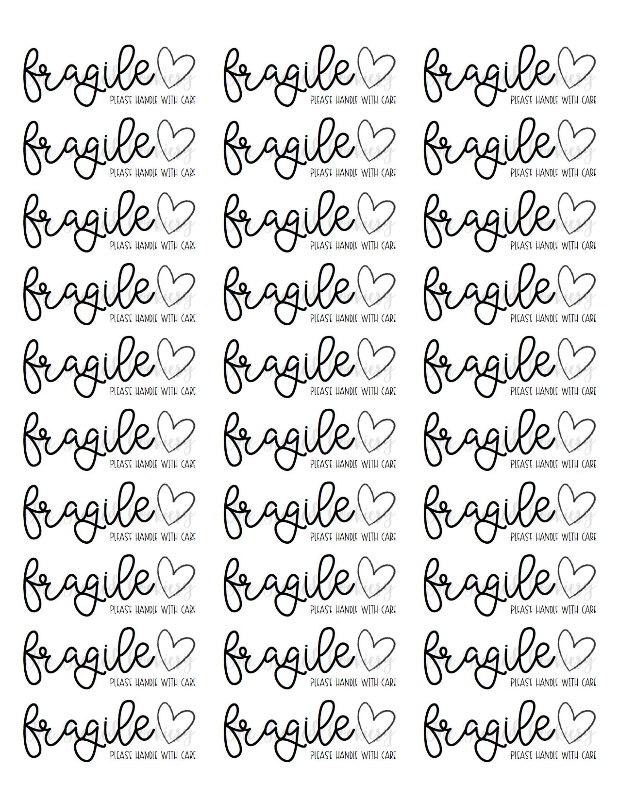 Fragile Label Stickers Use With Avery 5160