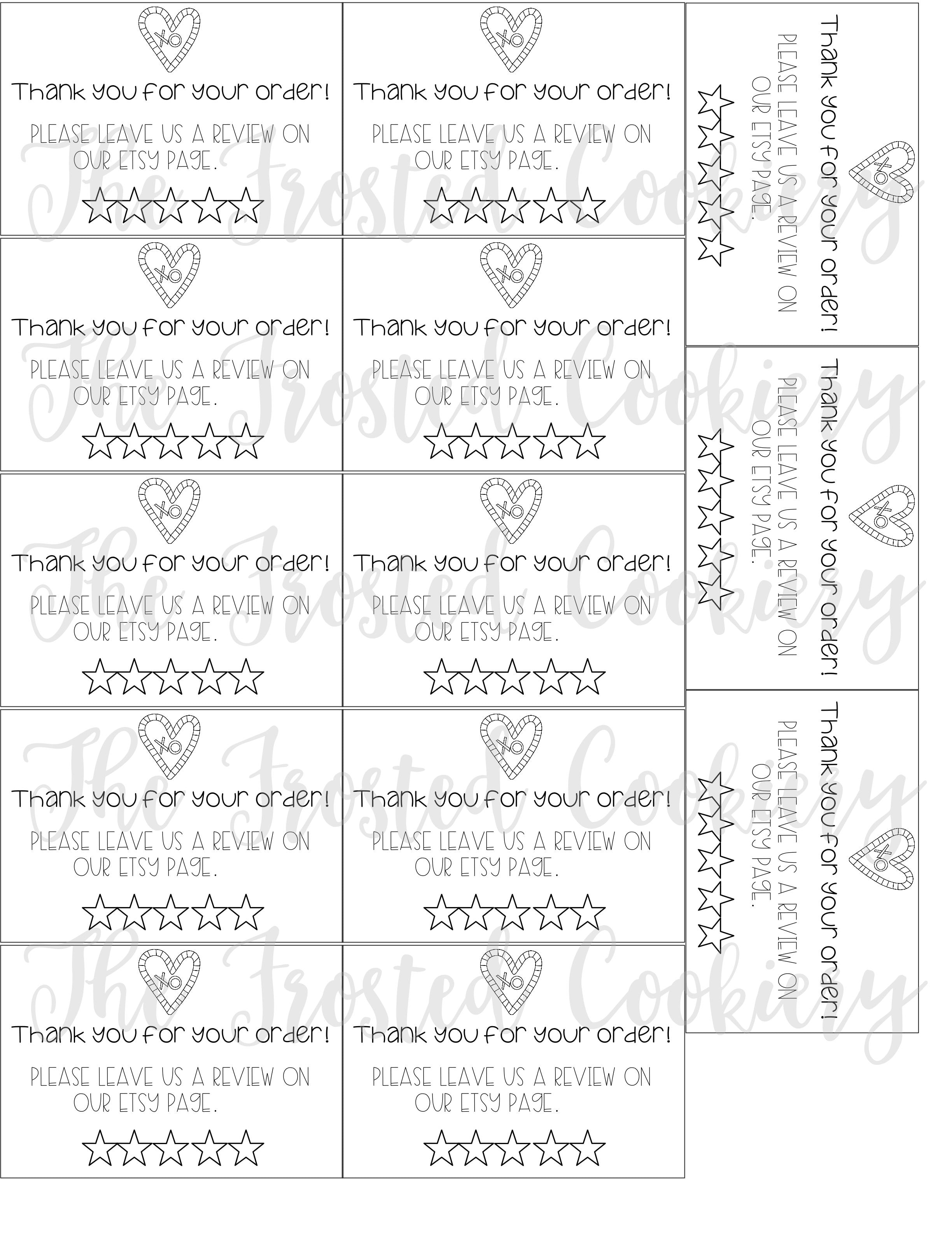 Etsy Review Tags to use with Avery template 5881